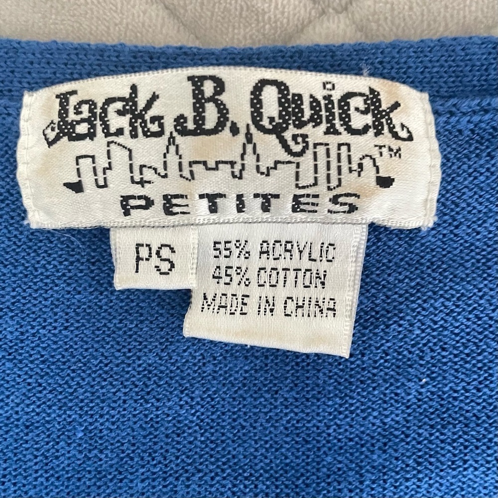 Jack B Quick Vintage Flamingo Blue Button Cardigan   Women’s Size Petite Small - Picture 4 of 11